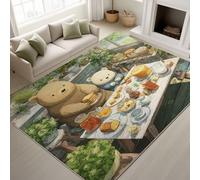 Générique Dessin Animé, Thé De L'Après-Midi Ours, Gâteau Tapis de Cuisine imprimé Tapis - 120 cm x 160 cm, Blanc Tapiss avec Tapis antidérapant Magique intégré, Lavable entrée Devant Chambre Salon