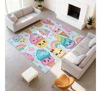 Générique Dessin Animé Vacances d'Été Gourmandise Doux Tapiss Glace à l'eau arcs-en-ciels Imprimé Tapis Lavable Tapis de Antidérapant pour Couloir Entrée Salon Chambre Bureau 120 x 180 cm