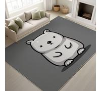 Générique Dessin Animé Wombat Tapiss de Passage Couloir Antidérapant et Lavable Minimaliste Mignon Tapis d'entrée Interieur Paillasson, Gris Tapis de Sol pour Chambre Buanderie, 50 cm x 80 cm