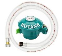 Générique Détendeur Quick-on Butane 28 mbar - Compatible Twiny (Primagaz), Elfi (Butagaz), Malice & Calypso (Antargaz) - Non Compatible Cube/Viséo/Propane (Détendeur + Flexible à vis, 2, Kit)