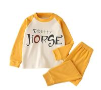 Générique Deux pièces Costume de Pyjamas pour Garçon,Ensemble Pyjama Unisexe Impression Dessin animé Doux Vêtement Nuit Col Rond Pantalon vêtements d'automne Petites Filles et garçons