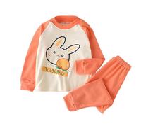 Générique Deux pièces Costume de Pyjamas pour Garçon Pyjama Enfant Garcon Fille Ensembles Mignonne Doux Vêtement Nuit Col Rond Pantalon et Respirant Petites Filles garçons