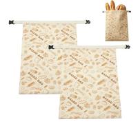 Générique Deux Sacs à Pain en Cire d'abeille avec Fermeture éclair, mesurant 33 * 43 cm, fabriqués en Pur Coton à 100%, adaptés pour Conserver Le Pain Fait Maison, et réutilisables.