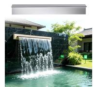 Générique Déversoir de Cascade de 210 cm (82 po) pour fontaines d'intérieur et d'extérieur, Finition argentée, kit d'aménagement paysager pour Spa de Patio avec système de trop-Plein - Idéal pour Les