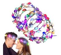 Générique Diadème À LED | Bandaux Fluorescents dans l'Obscurité | Guirlande Moderne avec 10 Fleurs pour Anniversaires Déguisements Mariages Halloween