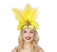 Générique Diadème Serre Tête Plumes et Paillettes Coiffe pour Costume de Mascarade Cosplay Costume pour Danseuse Brésilienne Accessoire Soirée à Thème Jaune