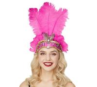Générique Diadème Serre Tête Plumes et Paillettes Coiffe pour Costume de Mascarade Cosplay Costume pour Danseuse Brésilienne Accessoire Soirée à Thème Party Sexy Taille Unique Rose Vif Femme Adulte