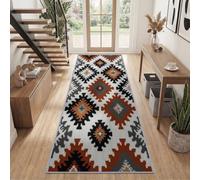 Générique Diamant Gris Anthracite Lavable Tapis Couloir 80x200 cm | Antiderapant Doux Poil Ras Sud-Ouest Géométrique Ethnique Tapis Couloir, pour Cuisine Chambre Salon
