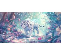 Générique Diamond Painting Adulte, 5D DIY Peinture Diamant Complet Kits, Grand Diamant Painting Tigre blanc Ronds Cristal Strass Point de Croix Kit pour Décoration Murale Maison 60x120cm, P4935