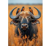 Générique Diamond Painting Bison, 5D Diamond Painting Adulte Grand Format Oiseau Kit Broderie Tableau Diamant Adulte Complet Carré, Diamant Point de Croix Peinture, Cadeau Femme 40x60cm W-3678