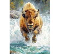 Générique Diamond Painting Bison Diamond Painting Adulte Lac, Peinture Diamant, 5D Broderie Diamant Activité Manuelle Adulte DIY Carré Strass Artisanat Kits pour Murale Décoration 60x90cm 3-DK75