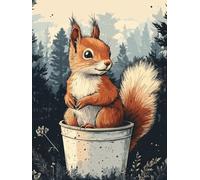 Générique Diamond Painting éCureuil, 5D Diamond Painting Adulte Grand Format Animal Kit Broderie Tableau Diamant Adulte Complet Carré, Diamant Point de Croix Peinture, Cadeau Femme 60x90cm 2-6931