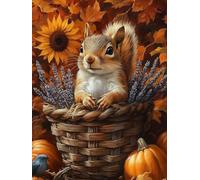 Générique Diamond Painting éCureuil, 5D Diamond Painting Adulte Grand Format Tournesol Kit Broderie Tableau Diamant Adulte Complet Round, Diamant Point de Croix Peinture, Cadeau Femme 40x60cm 8-J781