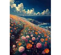 Générique Diamond Painting Fleur, 5D Diamond Painting Adulte Grand Format Sea Kit Broderie Tableau Diamant Adulte Complet Runde, Diamant Point de Croix Peinture, Cadeau Femme 50x80cm R-5601Z38