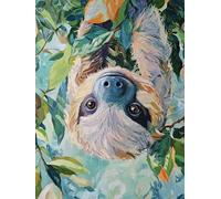 Générique Diamond Painting Paresseux, 5D Diamond Painting Adulte Grand Format Animal Kit Broderie Tableau Diamant Adulte Complet Runde, Diamant Point de Croix Peinture, Cadeau Femme 40x60cm F-290ES51