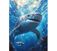 Générique Diamond Painting Requin, 5D Diamond Painting Adulte Grand Format Sea Kit Broderie Tableau Diamant Adulte Complet Runde, Diamant Point de Croix Peinture, Cadeau Femme 30x40cm F-E42WO38