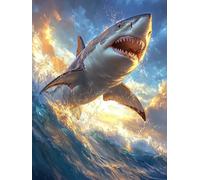 Générique Diamond Painting Requin, 5D Diamond Painting Adulte Grand Format Sea Kit Broderie Tableau Diamant Adulte Complet Runde, Diamant Point de Croix Peinture, Cadeau Femme 40x60cm F-6521Q38