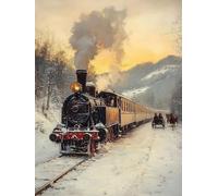 Générique Diamond Painting Train, 5D Diamond Painting Adulte Grand Format Neige Kit Broderie Tableau Diamant Adulte Complet Carré, Diamant Point de Croix Peinture, Cadeau Femme 80x120cm E-2J31