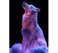 Générique Diamond Painting Wolf, 5D Diamond Painting Adulte Grand Format Animal Kit Broderie Tableau Diamant Adulte Complet Carré, Diamant Point de Croix Peinture, Cadeau Femme 60x90cm 6-5O74