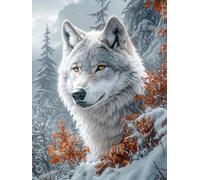 Générique Diamond Painting Wolf, 5D Diamond Painting Adulte Grand Format Neige Kit Broderie Tableau Diamant Adulte Complet Carré, Diamant Point de Croix Peinture, Cadeau Femme 70x100cm 3-B584
