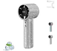 Générique Diamond Portable Fan, Diamond Handheld Mini Fan, Rechargeable Silent Desktop Fans, with LED Light, USB Rechargeable, for Travel Office Outdoor, Makeup (Silver*1)