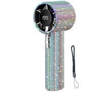 Générique Diamond Portable Fan, Diamond Portable Handheld Mini Fan, Compact Personal Mini Small Pocket Cooling USB Rechargeable Fans for Travel Office Outdoor Makeup, Gifts for Women Girls (colorful)