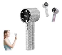 Générique Diamond Portable Fan, Mini Personal Fans Rechargeable, Diamond Handheld Mini Fans With Digital Display, For Travel Office Outdoor Makeup, Crystal Design Gift for Women Girls (Silver)