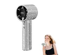 Générique Diamond Portable Fan, Portable Handheld Turbo Fan, Mini Personal Fans,Rechargeable Quiet Desk with Digital Display,for Travel Office Outdoor Makeup (Silver)