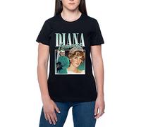 Générique Diana Princess of Wales 90s Style Femmes T-Shirt Noir Col Rond Women Black Round Neck