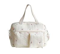 Générique Diaper Tote - Flower Pattern Weekender Shoulder Tote, Large Capacity Travel Diaper Bag, Multifunction Essentials Organizer, Floral Care Storage Carrier for Parents Mothers Caregivers