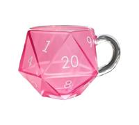 Générique Dice Mug Glass - Gamings Beverage Holder | Transparent Novelty with Polyhedral Pattern & Quirky Gamer Aesthetic for Morning Routine Breaks, Birthday Party, Home Decor and Workplace