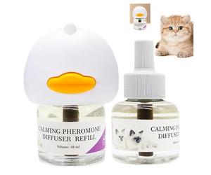 Générique Diffuseur Apaisant Chat - 48ml x2 Liquide Chat Calmant Électrique | Spray Féro-Mones Naturelles Plug-in | Réduit Stress Anxiété Multi-Chats Adaptation Nouveau Environnement Maison Bureau