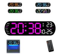 Générique Digital Wall Clock Large Display, LED Screen Clock with Time Date Temperature Week Count Down, Multifunctional Color-Changing Timer Clocks with Remote Control for Living Room Bedroom