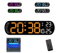 Générique Digital Wall Clock Large Display, LED Screen Clock with Time Date Temperature Week Count Down, Multifunctional Color-Changing Timer Clocks with Remote Control for Living Room Bedroom