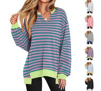 Générique Diligentup Womens Oversized Sweatshirt V Neck Long Sleeve Tunic, Lightweight Pullover Diligentup V-Neck Sweatshirts (Rose,TG)