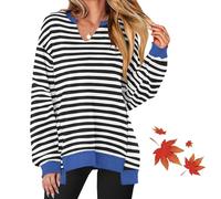 Générique Diligentup Womens Oversized Sweatshirt V Neck Long Sleeve, WomensLightweight Color Block Loose Fit Casual Top, Fashionable (#2,TG)