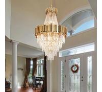 Générique Dimmable LED Stainless Steel K9 Crystal Staircase Silver Chandelier Suspension Luminaire Lampen Pendant Light For Living Room