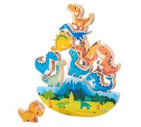 Générique Dinosaur Building Blocks, Wooden Dinosaur Play Set Stacking Toys, STEM Learning Game, Educational Toy for Kids, Interactive Family Plaything, Enhance Motor Skills and Balance