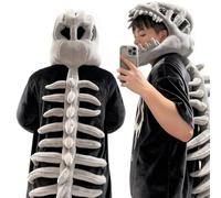 Générique Dinosaur Skeleton Plush Costume, Wearable Spinosaurus Plush Dino Outfit, Realistic Dino Skeleton Plush for Themed Parties (115cm,Grey)