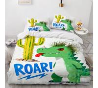 Générique Dinosaures Housses de couettes, Cactus Duvet Cover, Style de Dessin animé pour Enfants Parure de lit 135x200cm 2 Taies d'oreiller, Dinosaures - Ensembles Housses Couette Microfibre Douce