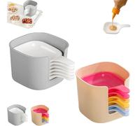 Générique Dipping Sauce Plate and Holder Set, 2Pcs Holder Set & Dipping Sauce Plate, Mini Home Kitchen Seasoning Sauce for Ketchup, Soy, Barbecue and Party Dinner Versatile Use (2Pcs*Mix)