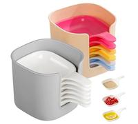 Générique Dipping Sauce Plate And Holder Set, 6 pcs Dipping Sauce Plate And Holder, Mini DippingBowls with Handle, for Ketchup, Soy, Barbecue and Party Dinner (2 in 1)