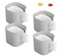 Générique Dipping Sauce Plate and Holder Set, 6 Pcs Dipping Sauce Plates And Holder, Mini Home Kitchen Seasoning Sauces, for Soy, ketchup, Barbecue and Party Dinner, Space-Saving Design (White,4PCS)