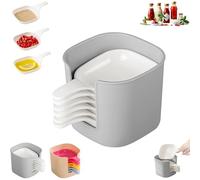 Générique Dipping Sauce Plate And Holder Set, 6 Pcs DippingSauce Plate, Plastic Dipping Dish with Storage Box, Mini DippingBowls with Handle,Soy Sauce Dish,for Soy, Barbecue and Party Dinner (white)