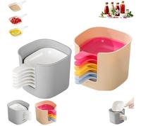 Générique Dipping Sauce Plate And Holder Set, 6 Pcs DippingSauce Plate, Plastic Dipping Dish with Storage Box, Mini DippingBowls with Handle,Soy Sauce Dish,for Soy, Barbecue and Party Dinner (2pcs)