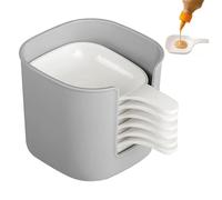 Générique Dipping Sauce Plate and Holder Set, 6Pcs Plastic Dipping Dish with Storage Box Mini Home Kitchen Seasoning Sauce Dishes Bowls，for ketchup, Soy, Barbecue & Party Dinner (1 Set)