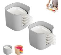 Générique Dipping Sauce Plate And Holder Set, 7PCS Plastic Dipping Bowls with Storage Box, Mini DippingBowls with Handle, for Ketchup, Soy, Barbecue and Party Dinner (White*2)