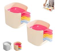 Générique Dipping Sauce Plate And Holder Set, 7PCS Plastic Dipping Bowls with Storage Box, Mini DippingBowls with Handle, for Ketchup, Soy, Barbecue and Party Dinner (Multicolor*2)