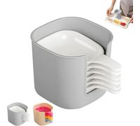 Générique Dipping Sauce Plate And Holder Set, 7PCS Plastic Dipping Bowls with Storage Box, Mini DippingBowls with Handle, for Ketchup, Soy, Barbecue and Party Dinner (White*1)