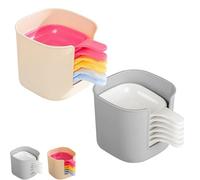Générique Dipping Sauce Plate And Holder Set, 7PCS Plastic Dipping Bowls with Storage Box, Mini DippingBowls with Handle, for Ketchup, Soy, Barbecue and Party Dinner (Multicolor+White)
